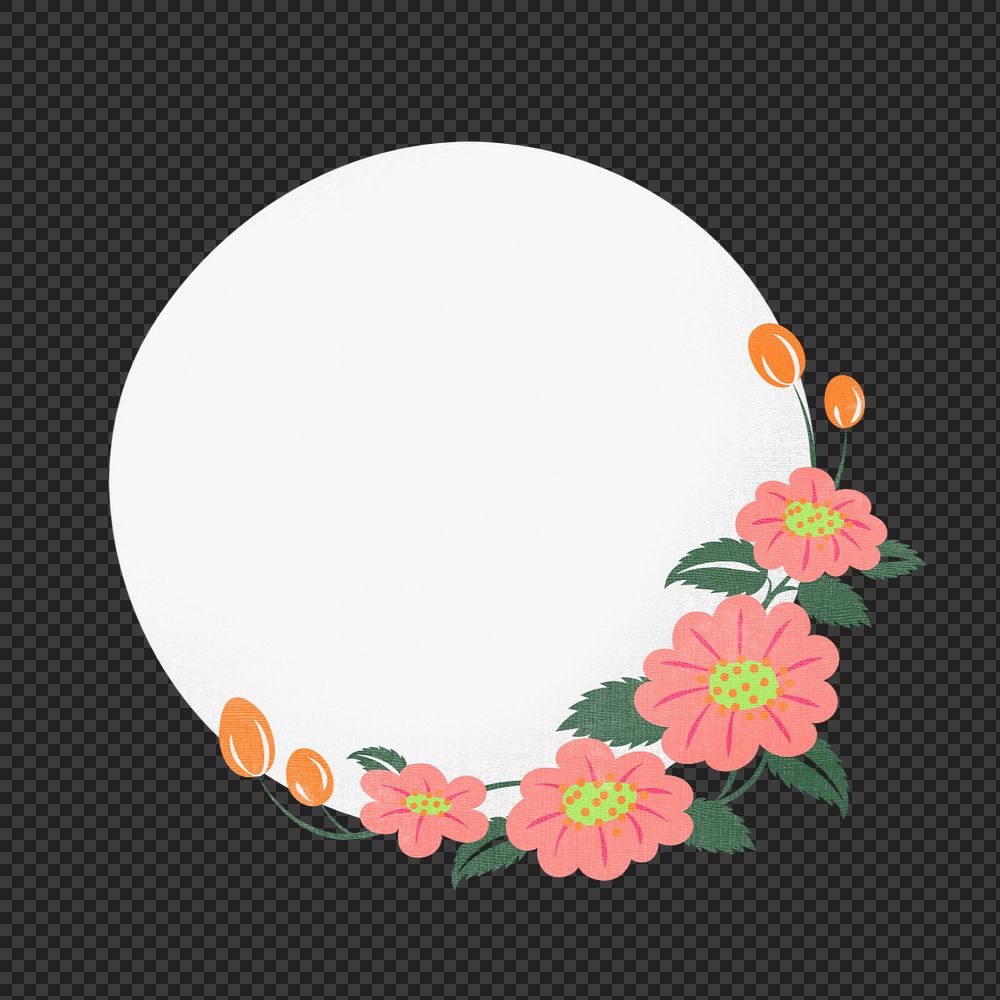 Flower png border on transparent background, editable design