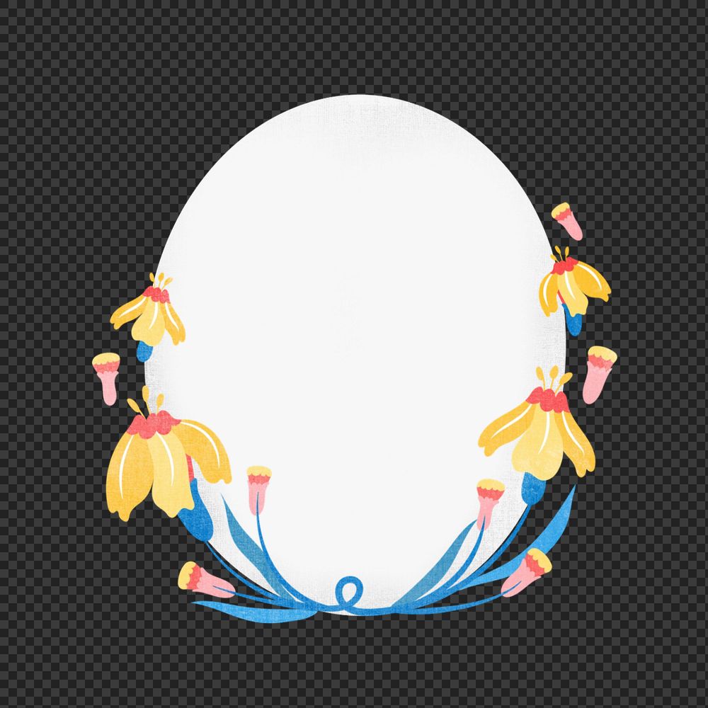 Flower png border on transparent background, editable design