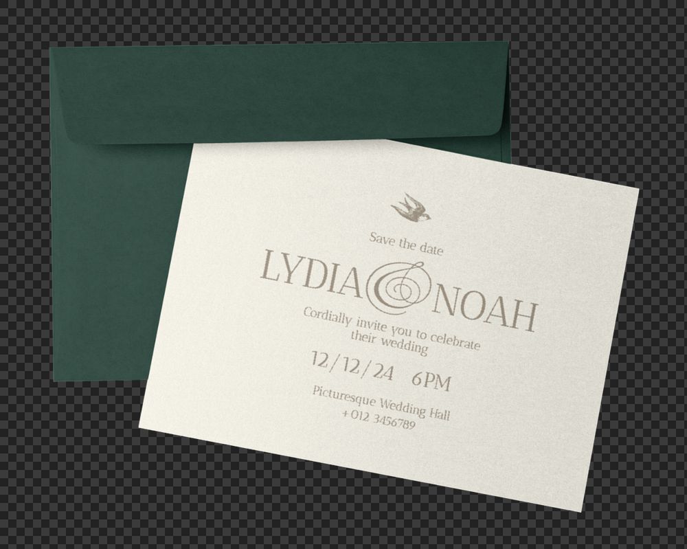 Invitation card png mockup element, editable design