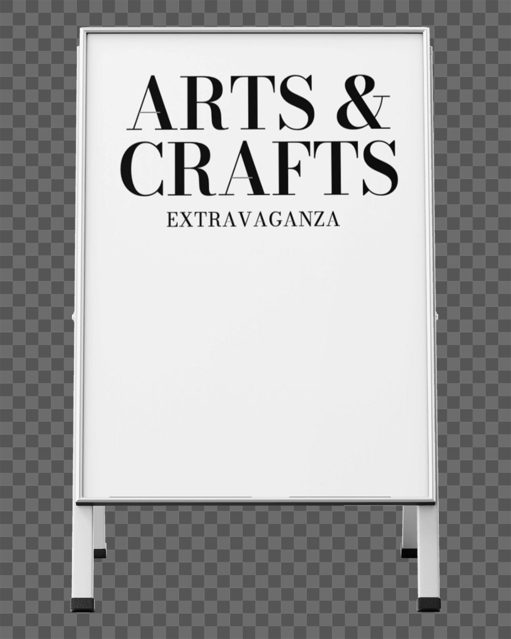 Foldable a-frame sign mockup element, arts & crafts event