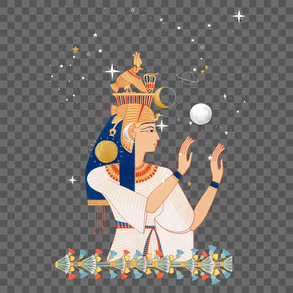 Egyptian pharaoh illustration collage element