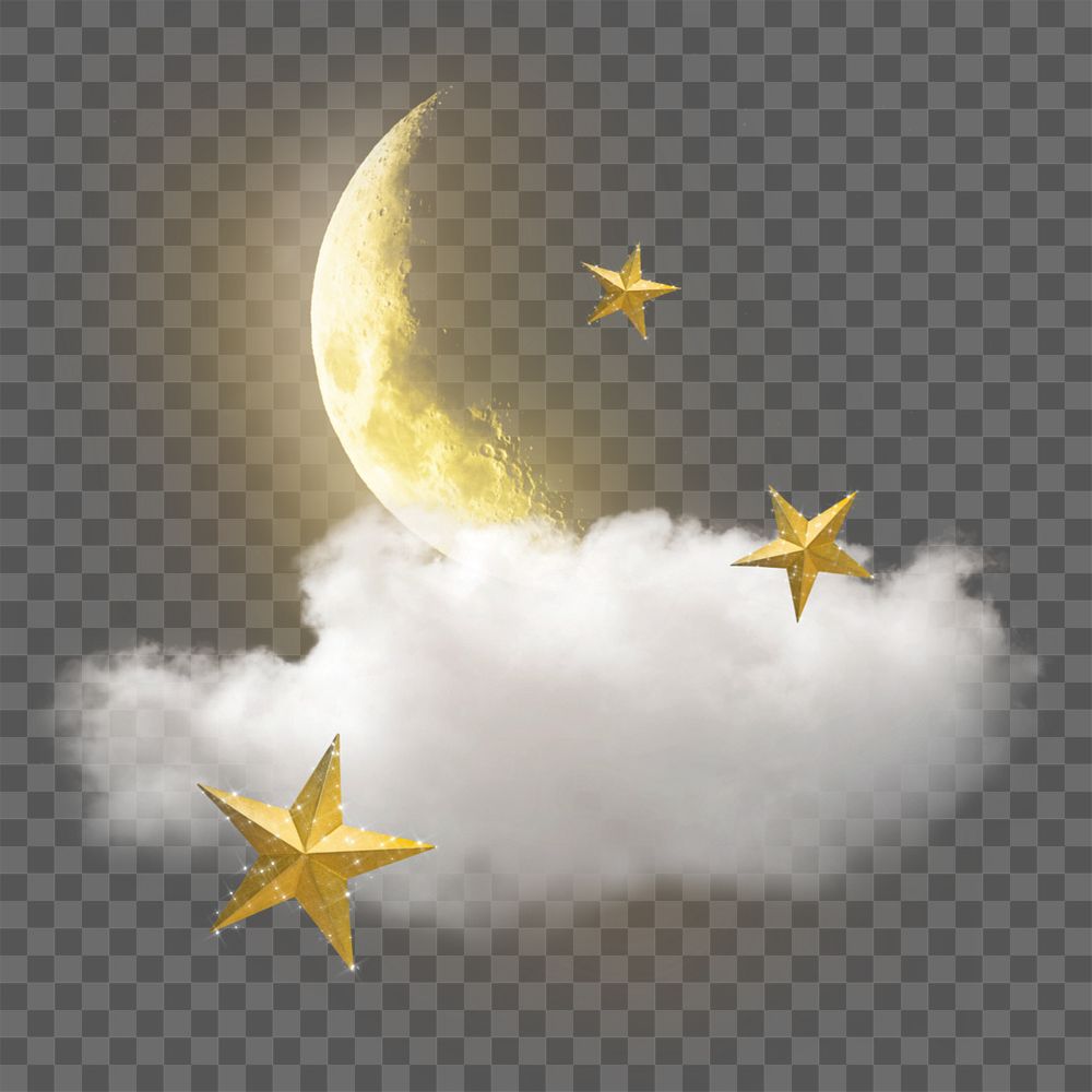 Moon & stars collage element, aesthetic design