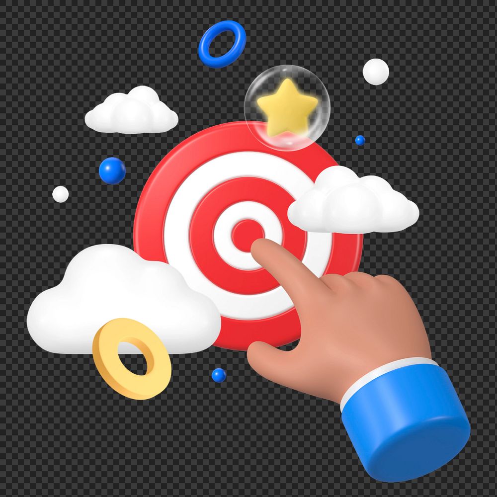 Finger pointing target, 3D business concept, editable elements