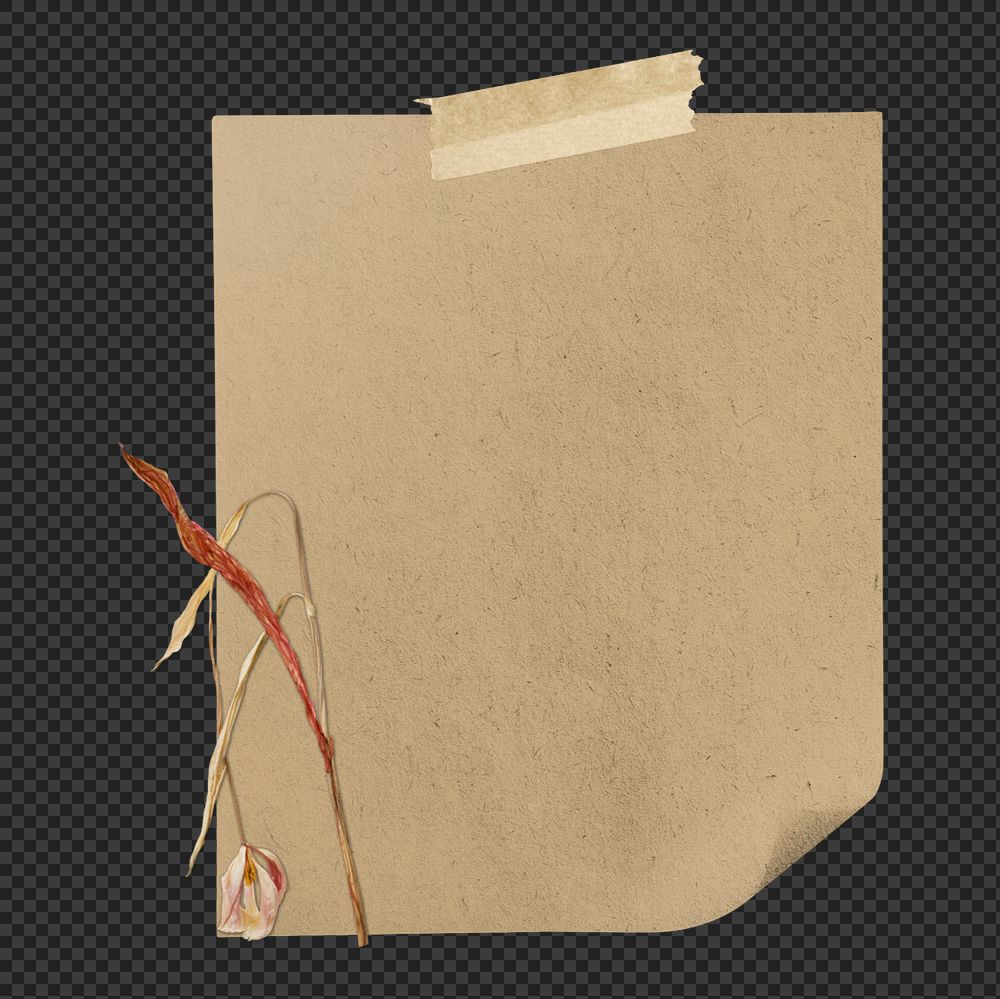Taped paper note mockup element, customizable design