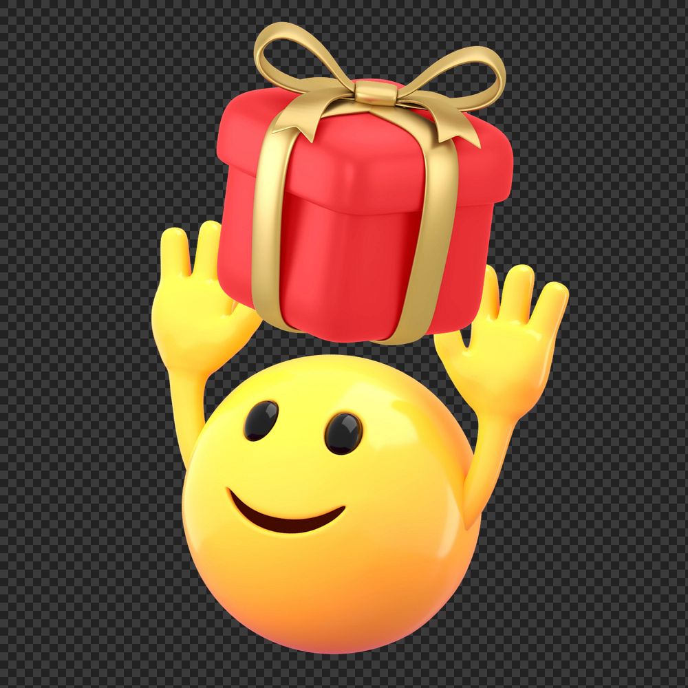 Present box emoji sticker, 3D emoticon editable design