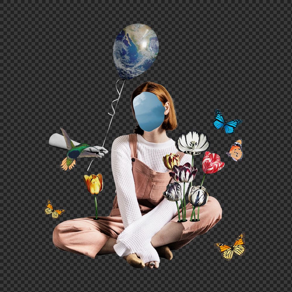 Environmentalist png sticker, mixed media editable design
