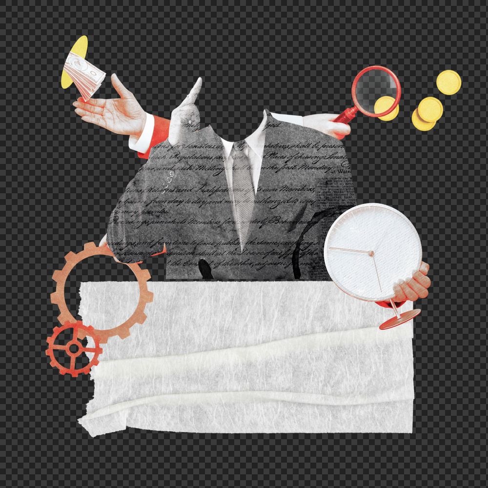 Businessman sticker, mixed media editable design
