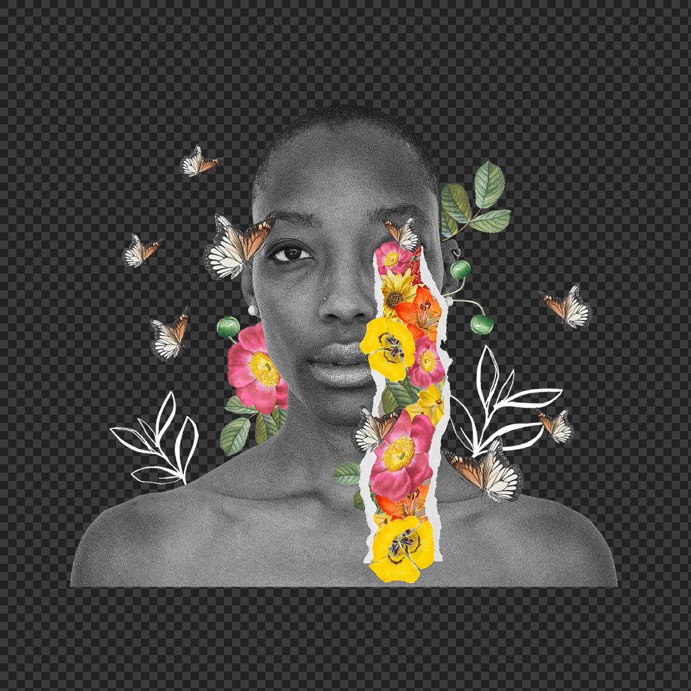 Self love png sticker, mixed media editable design