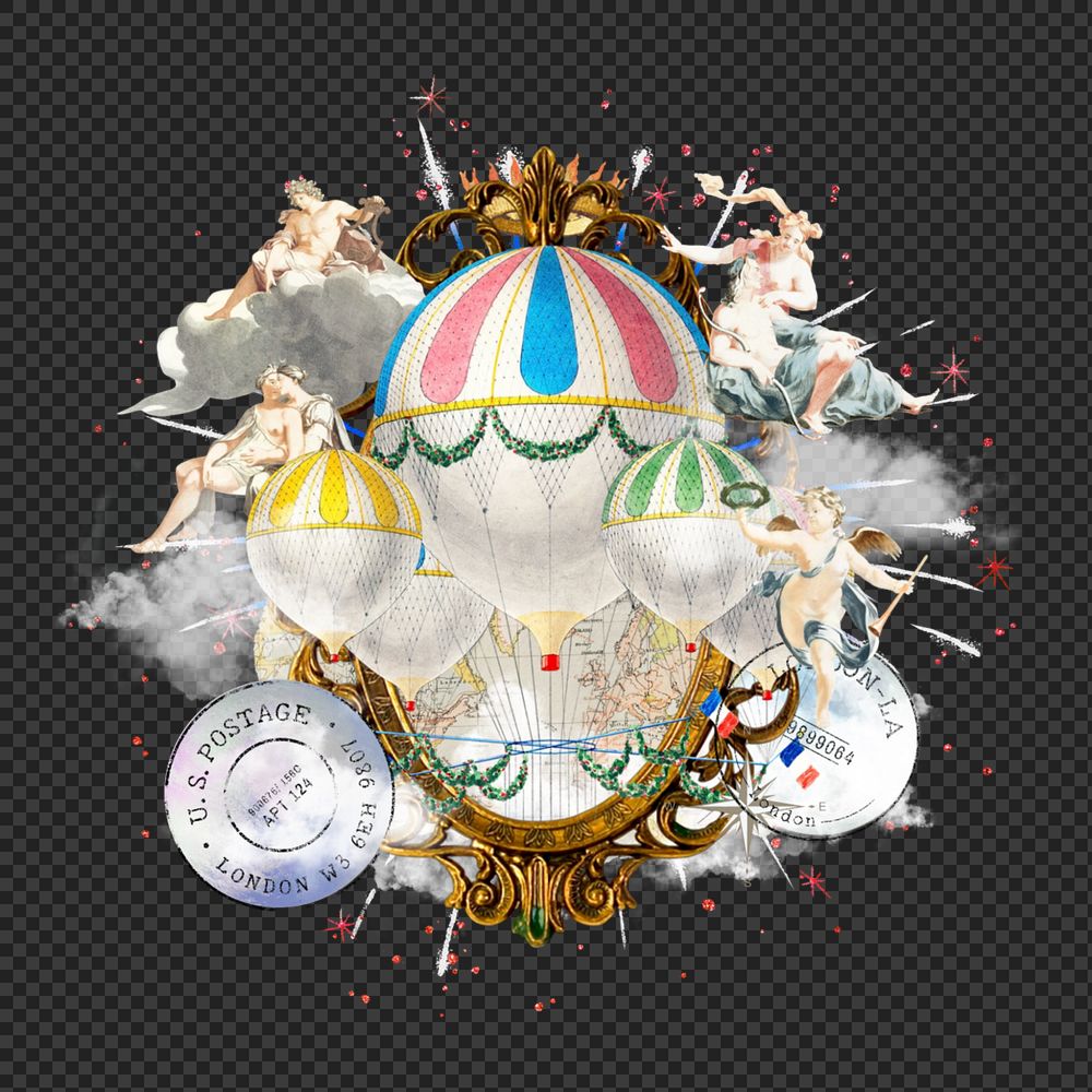 Festive balloon png sticker, mixed media editable design. Remixed by rawpixel.