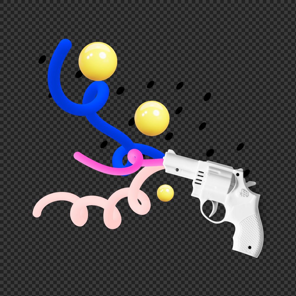 Funky gun png sticker, mixed media editable design