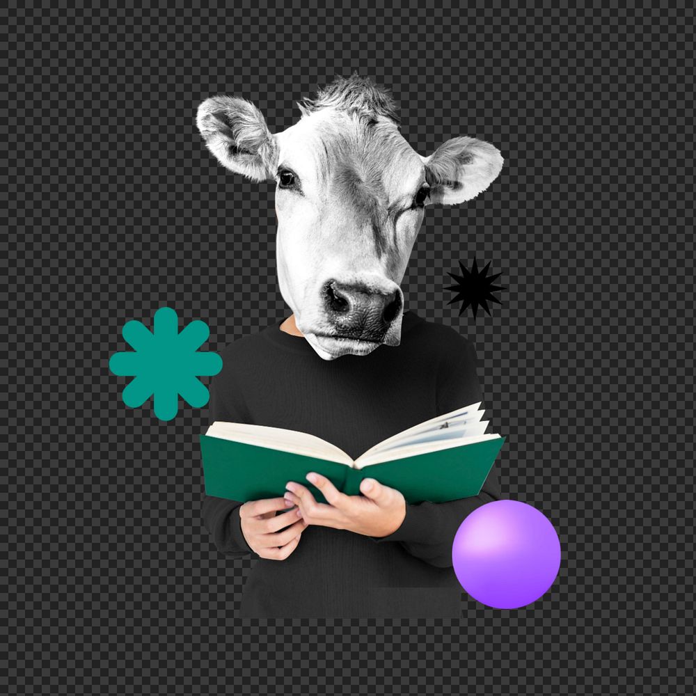 Student png sticker, mixed media editable design