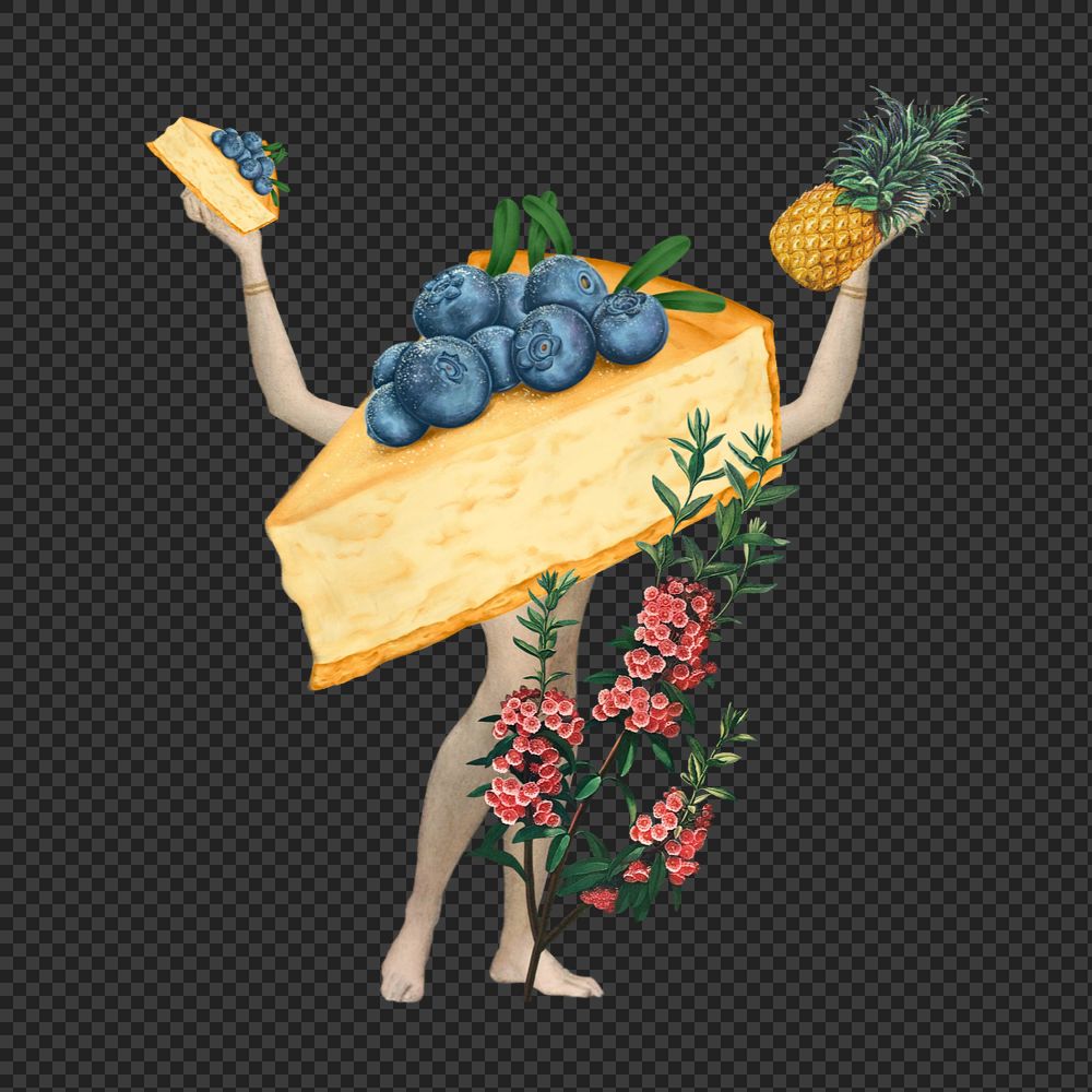 Blueberry cheesecake png sticker, mixed media editable design. Remixed by rawpixel.
