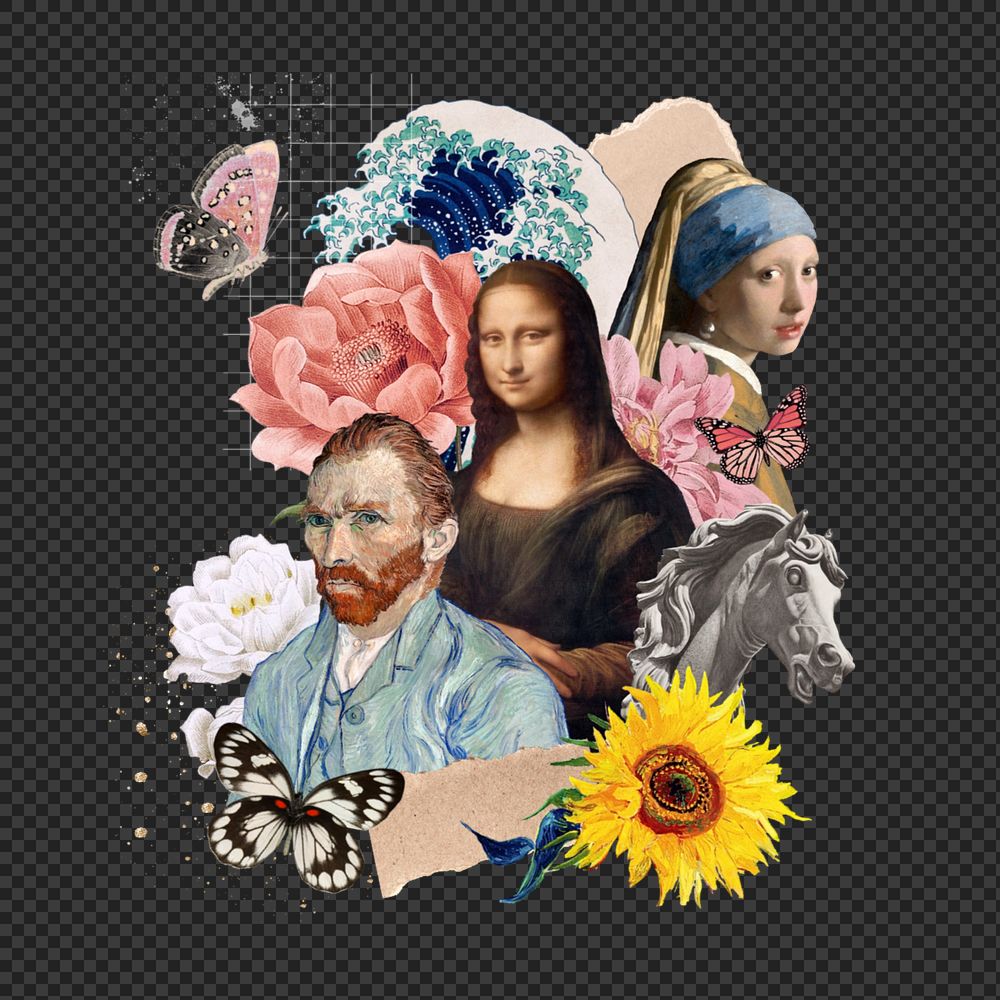Famous painting png sticker, mixed media editable design. Remixed by rawpixel.