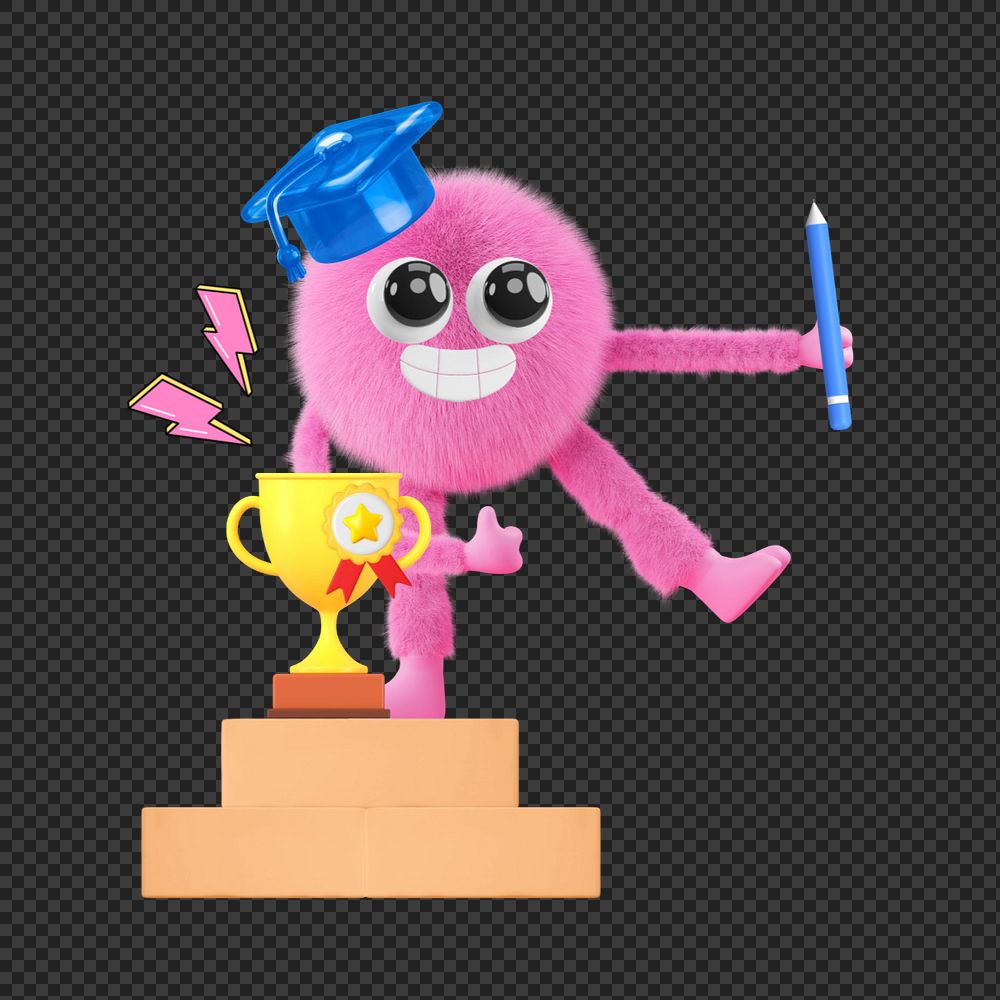 Graduate monster sticker, mixed media editable design