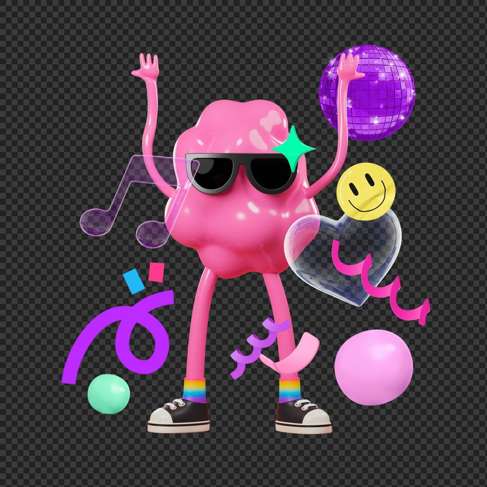 Funky bubblegum png sticker, mixed media editable design