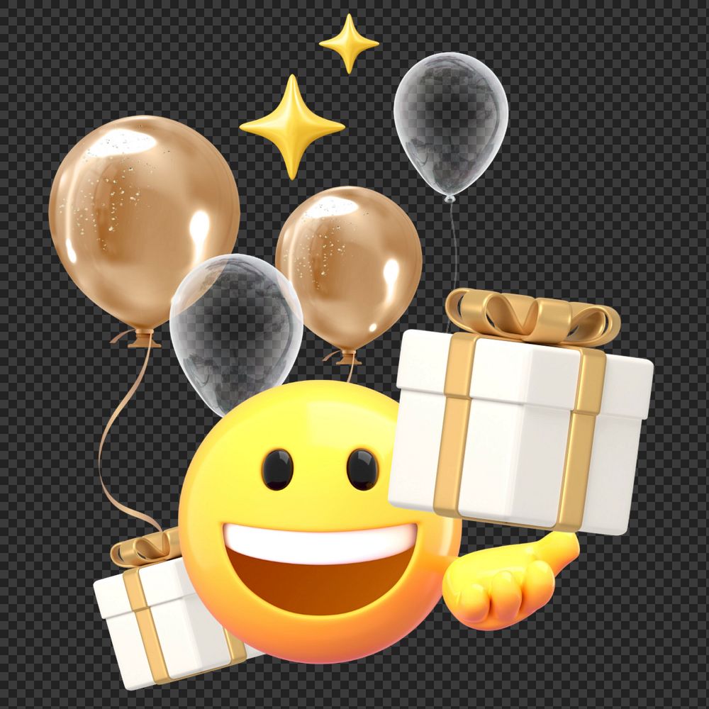 Birthday party  sticker, 3D emoticon editable design