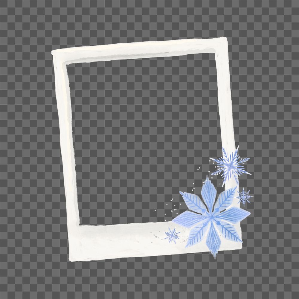 Winter aesthetic instant photo frame sticker, editable collage element remix design