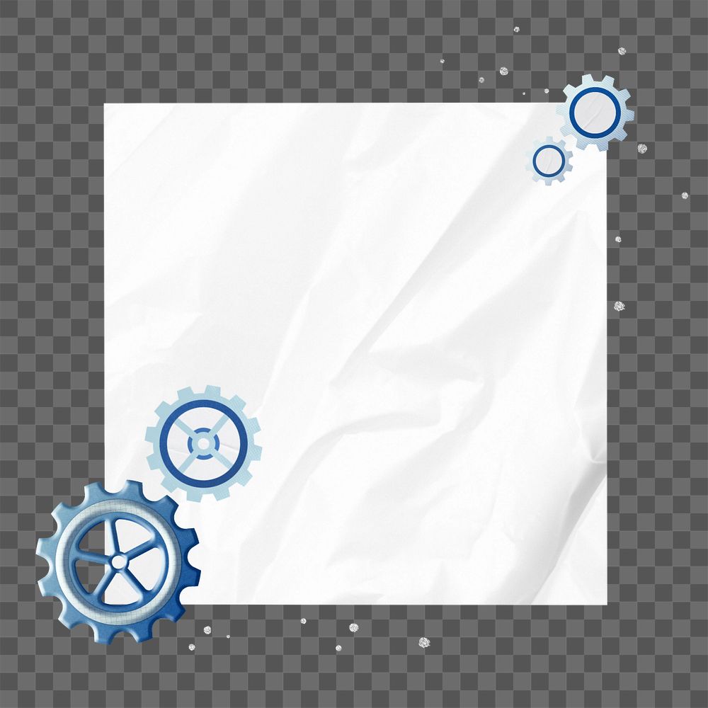 Business cogwheel png, note paper remix, editable design