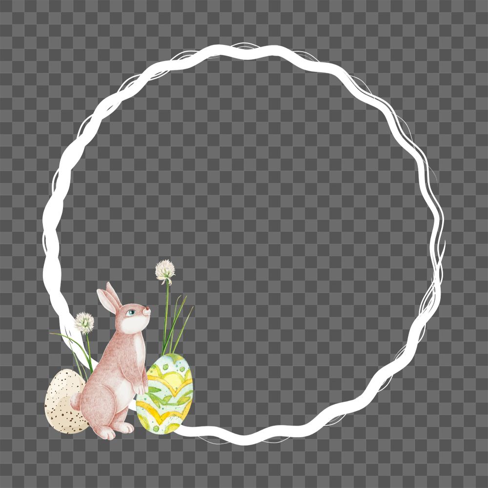 Easter bunny circle frame png, creative remix, editable design