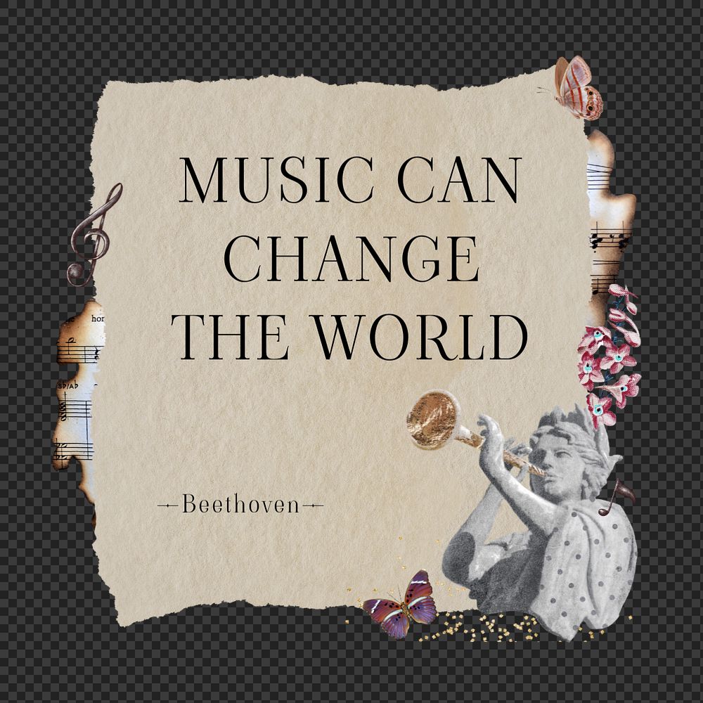 Beethoven's music quote element png, editable ephemera notepaper collage remix design
