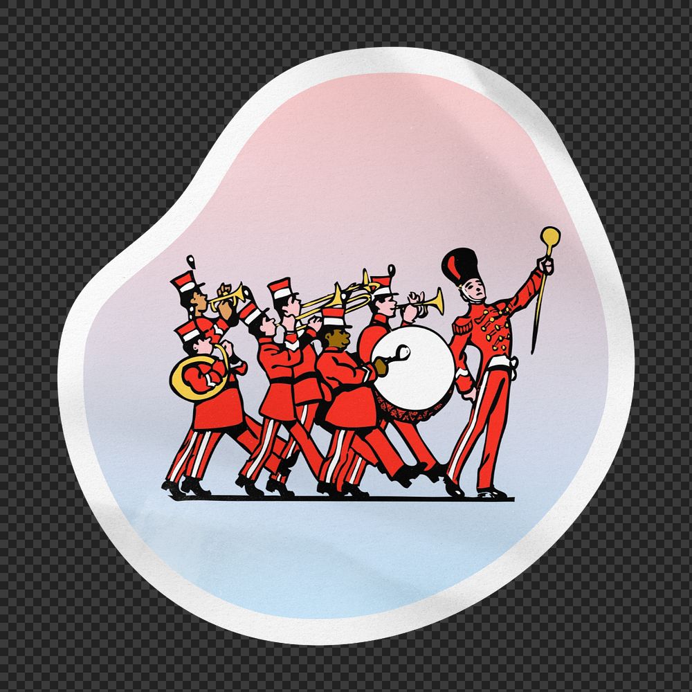 PNG organic shape sticker mockup element, marching band transparent background