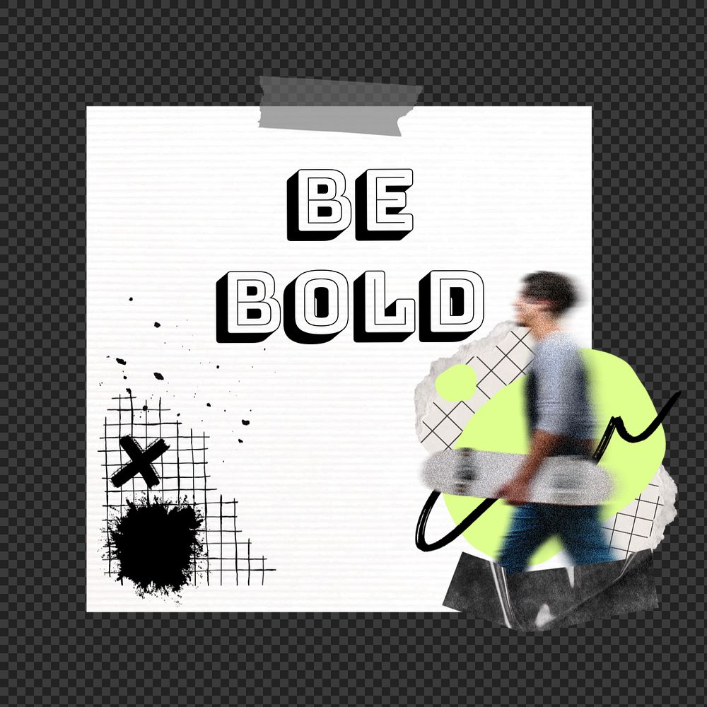 Be bold note element png, editable ripped paper collage remix design