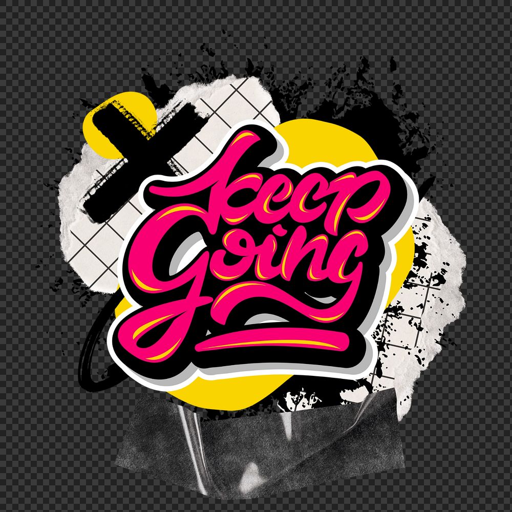 Keep going png word, urban street typography, editable design