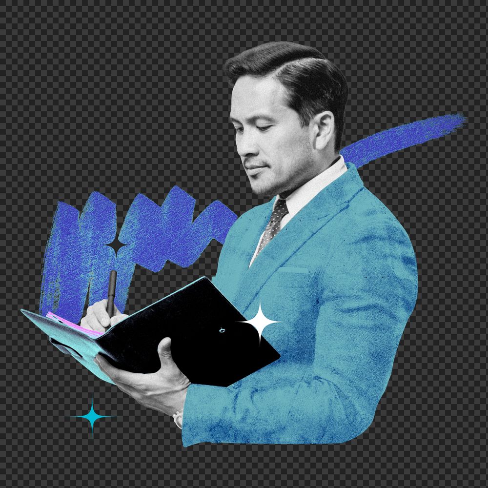 Editable professional businessman png element, collage remix