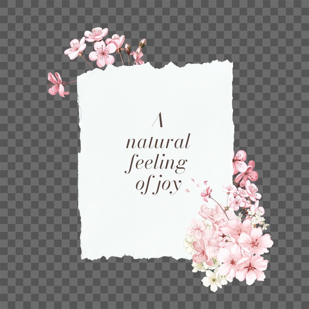 Feeling of joy png word, aesthetic flower collage art, editable design