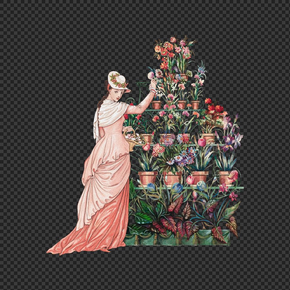 Watercolor Victorian woman png element, editable remix design