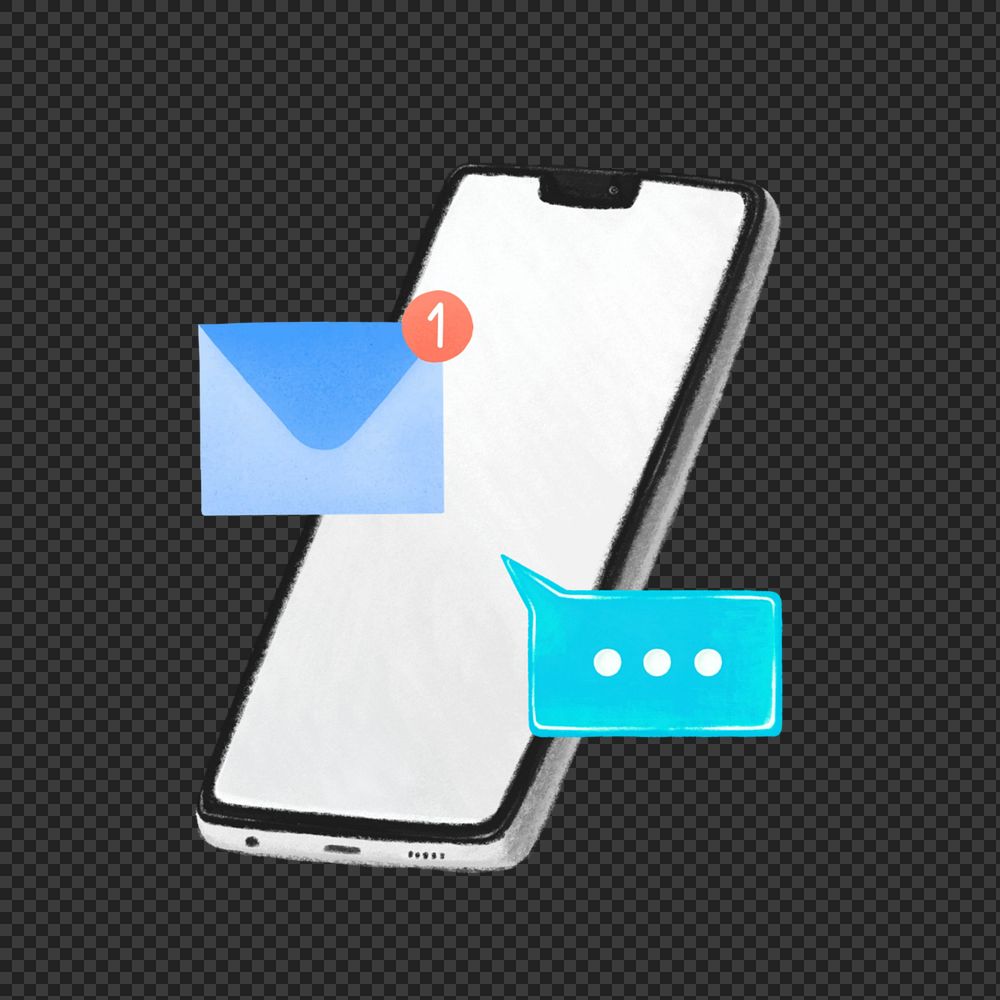 Phone message png element, aesthetic illustration, editable design
