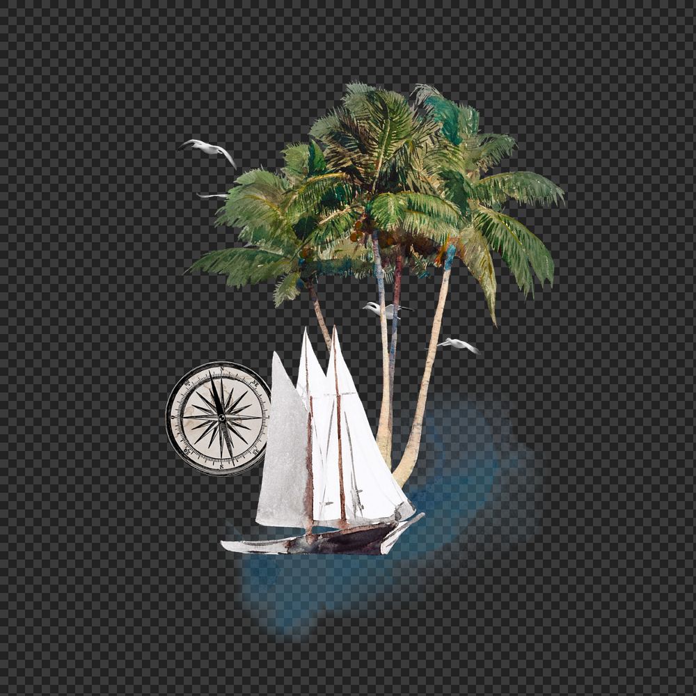 Watercolor sailboat png element, editable remix design