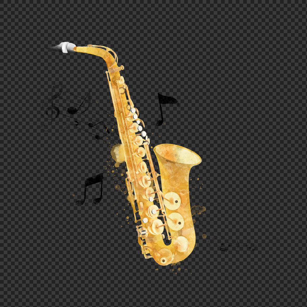 Saxophone watercolor png element, editable remix design