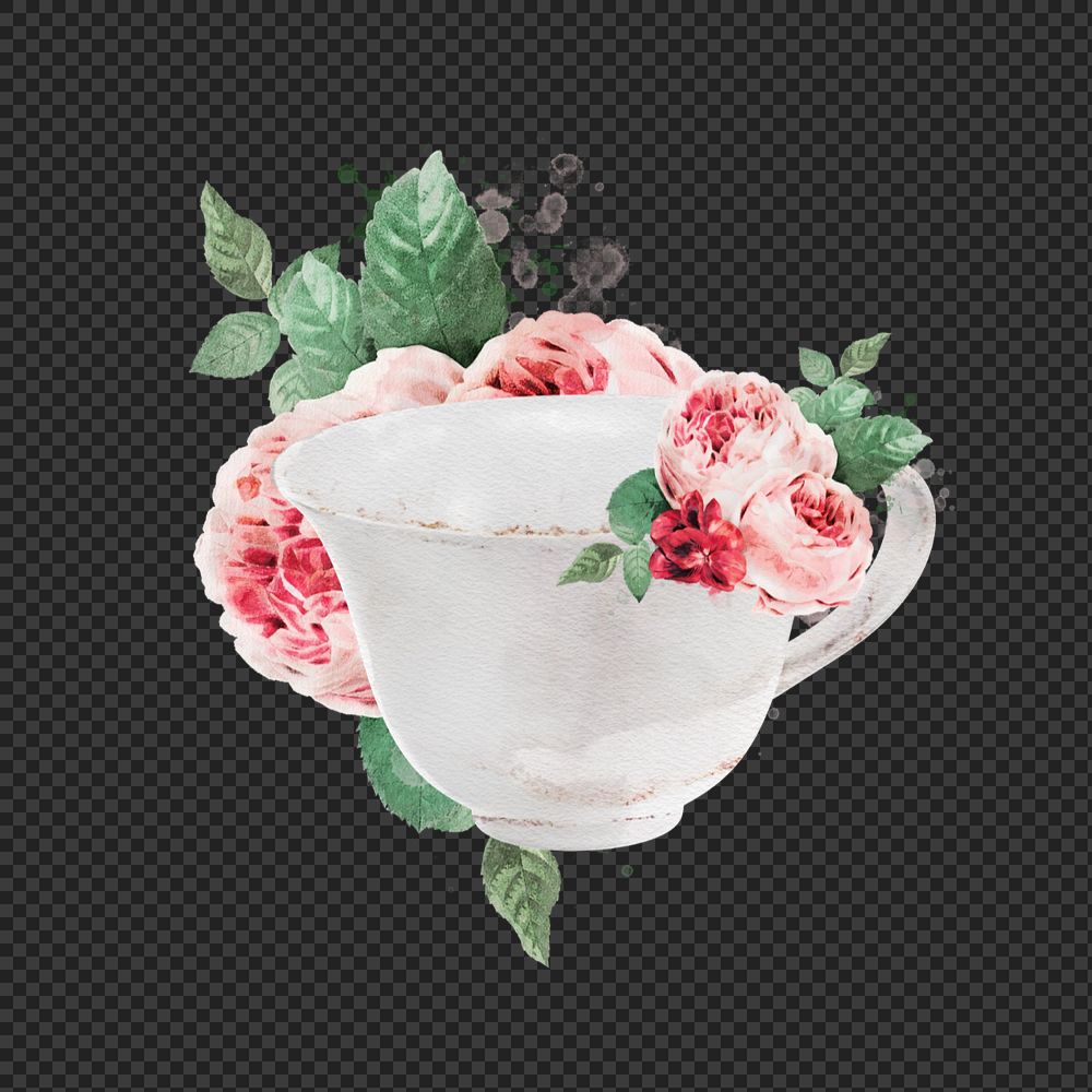 Watercolor teacup png element, editable remix design