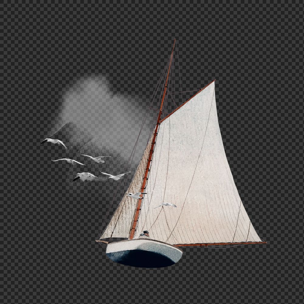 Watercolor sailboat png element, editable remix design