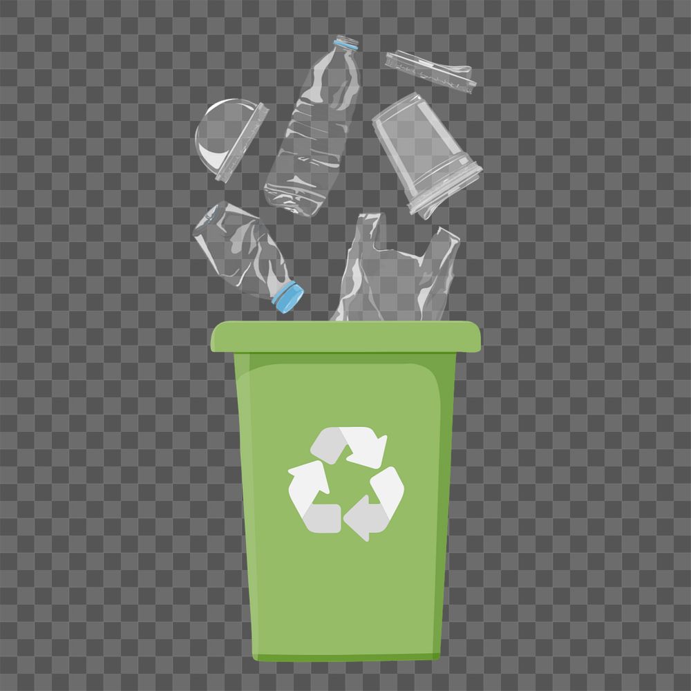 Plastic recycle bin png element, editable environment design