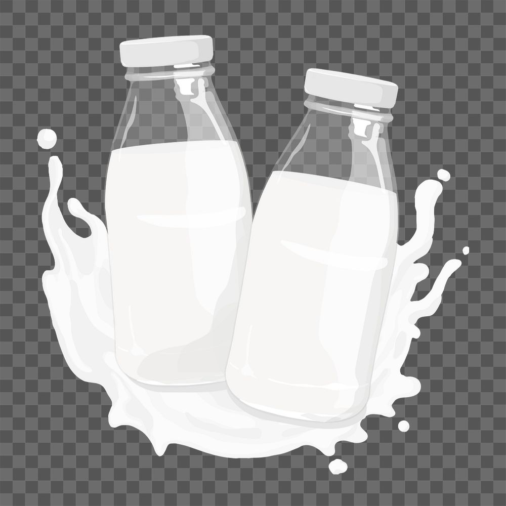 Milk bottles png element, editable dairy product design