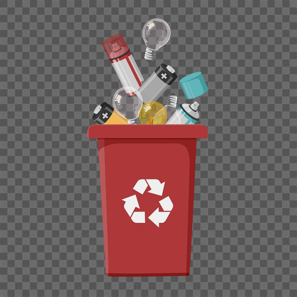 Red recycling bin png element, editable environment design