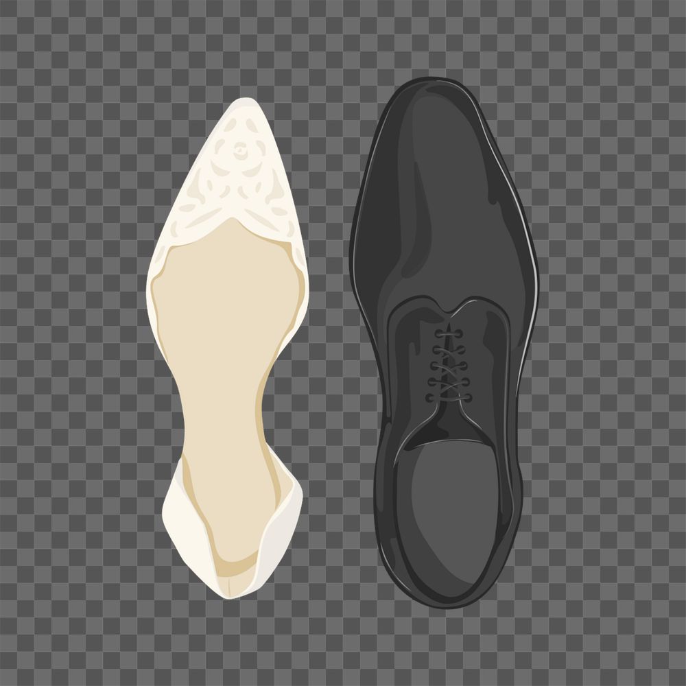 Bride & groom png element, editable wedding shoes design