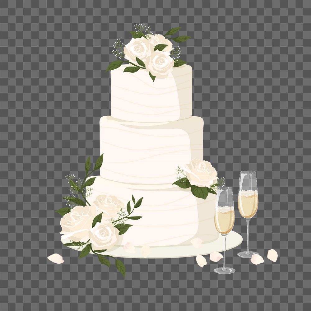 Wedding cake png element, editable wedding design