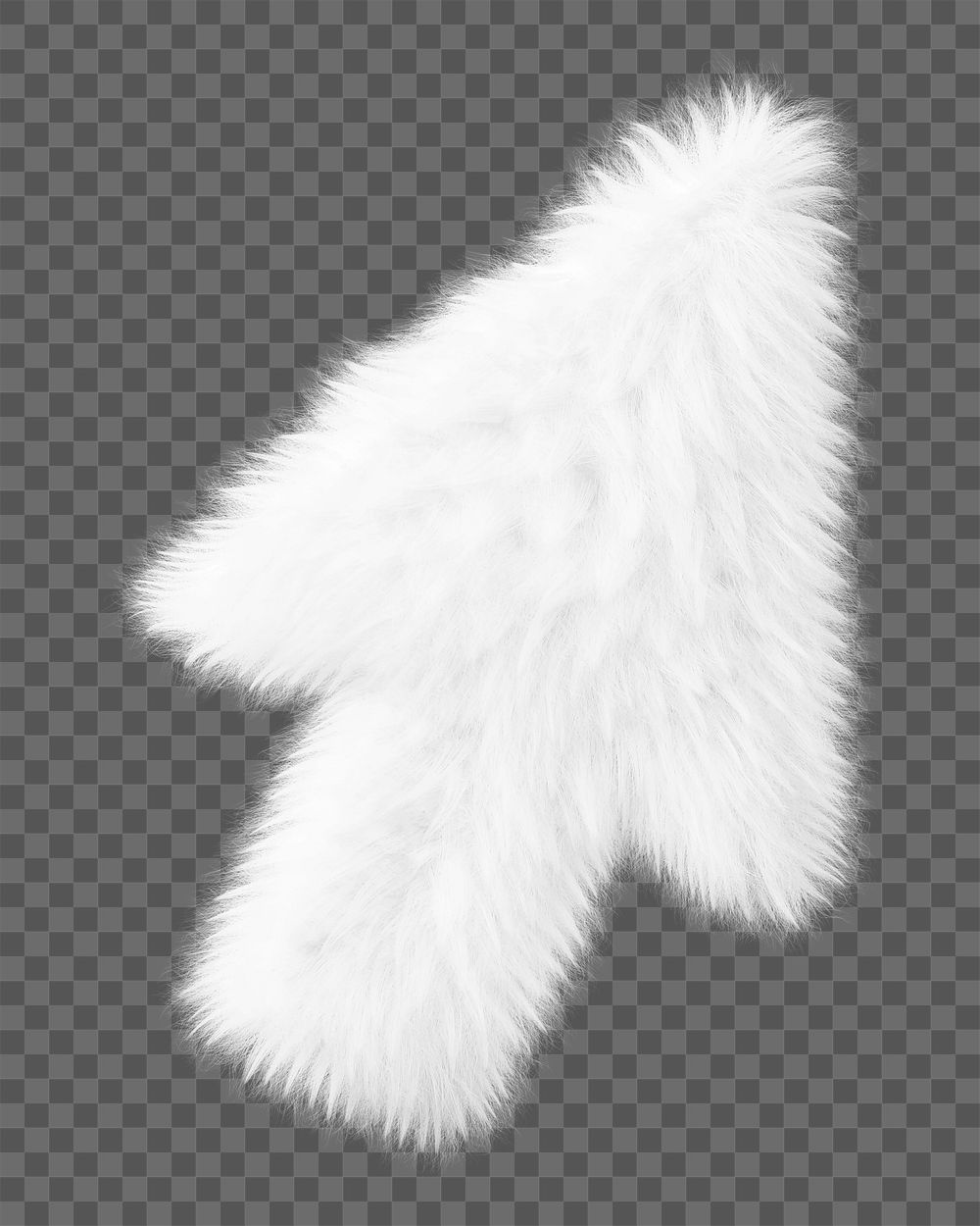 White arrow png fluffy 3D shape, transparent background