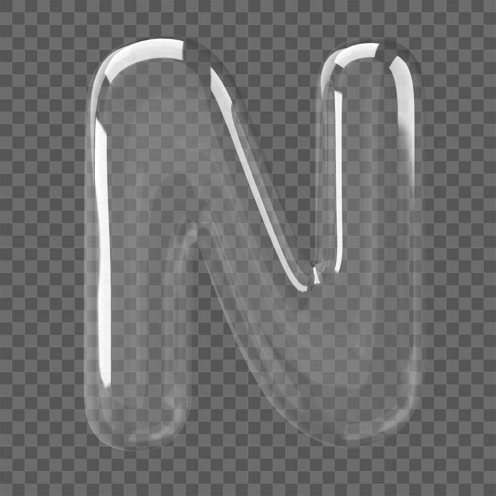 Letter N png 3D bubble alphabet, transparent background