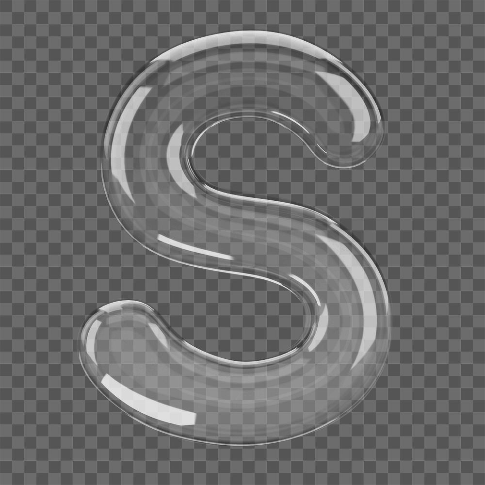 Letter S png 3D bubble alphabet, transparent background
