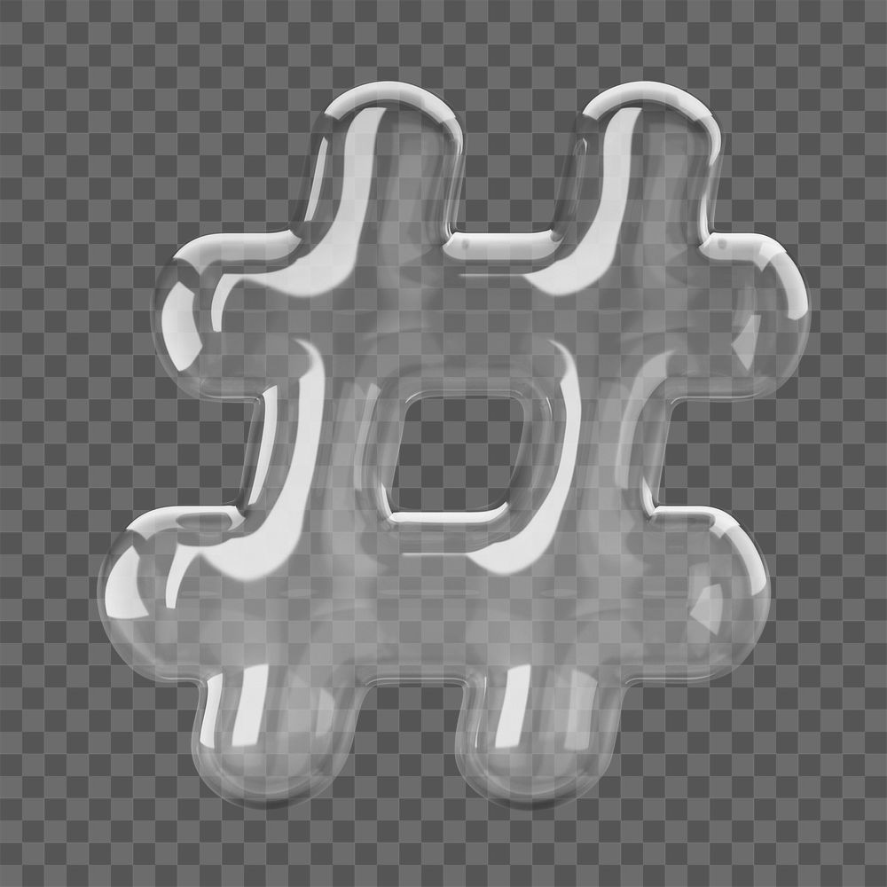 Hashtag PNG sign in 3D bubble, transparent background
