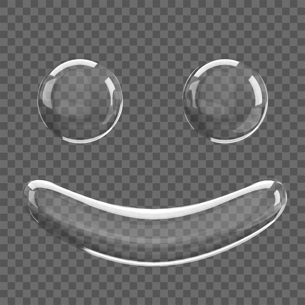 Smiling face png 3D bubble icon, transparent background