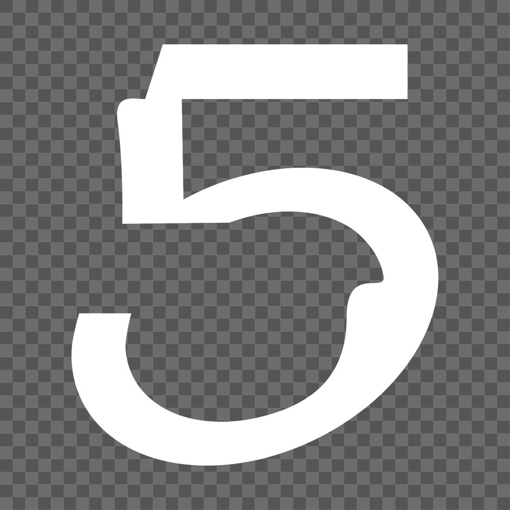 Number 5 png abstract shape, transparent background