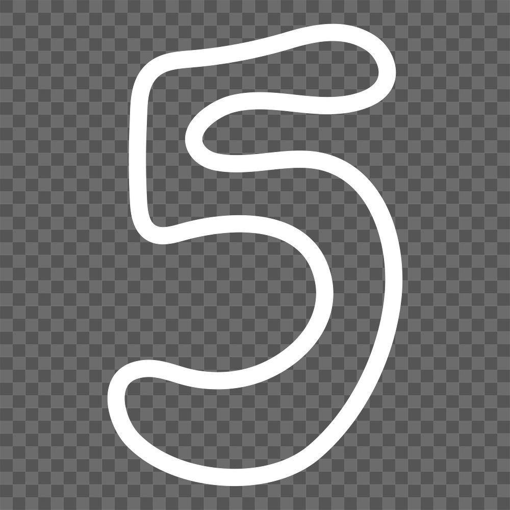 Number 5 png abstract shape, transparent background
