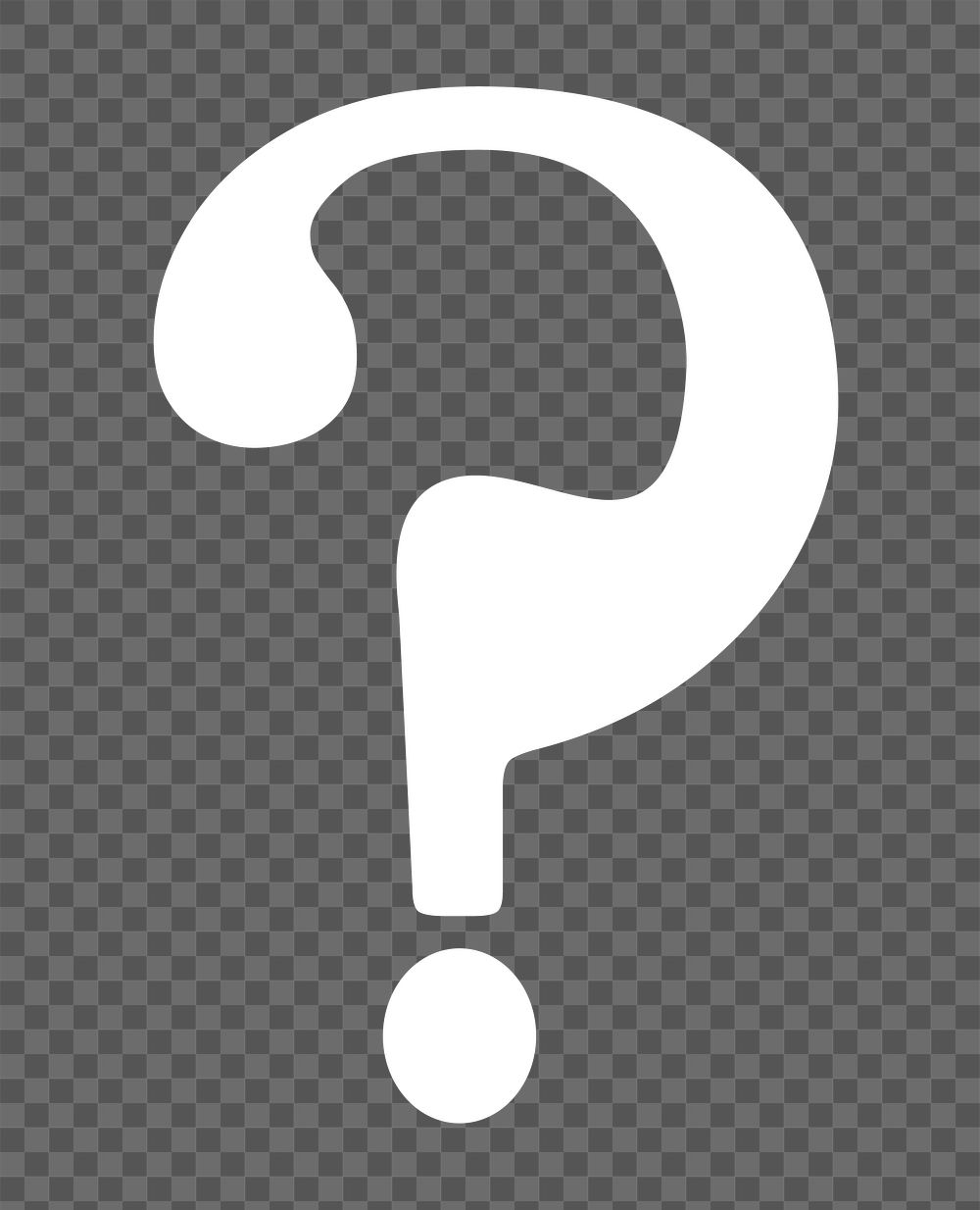 Question mark sign png abstract bold white symbol, transparent background