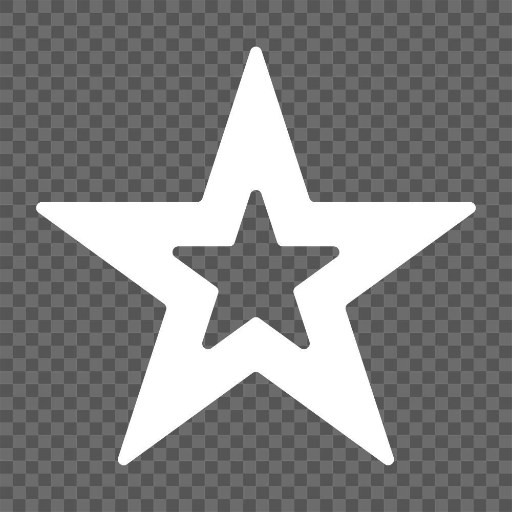White star icon png bold shape, transparent background
