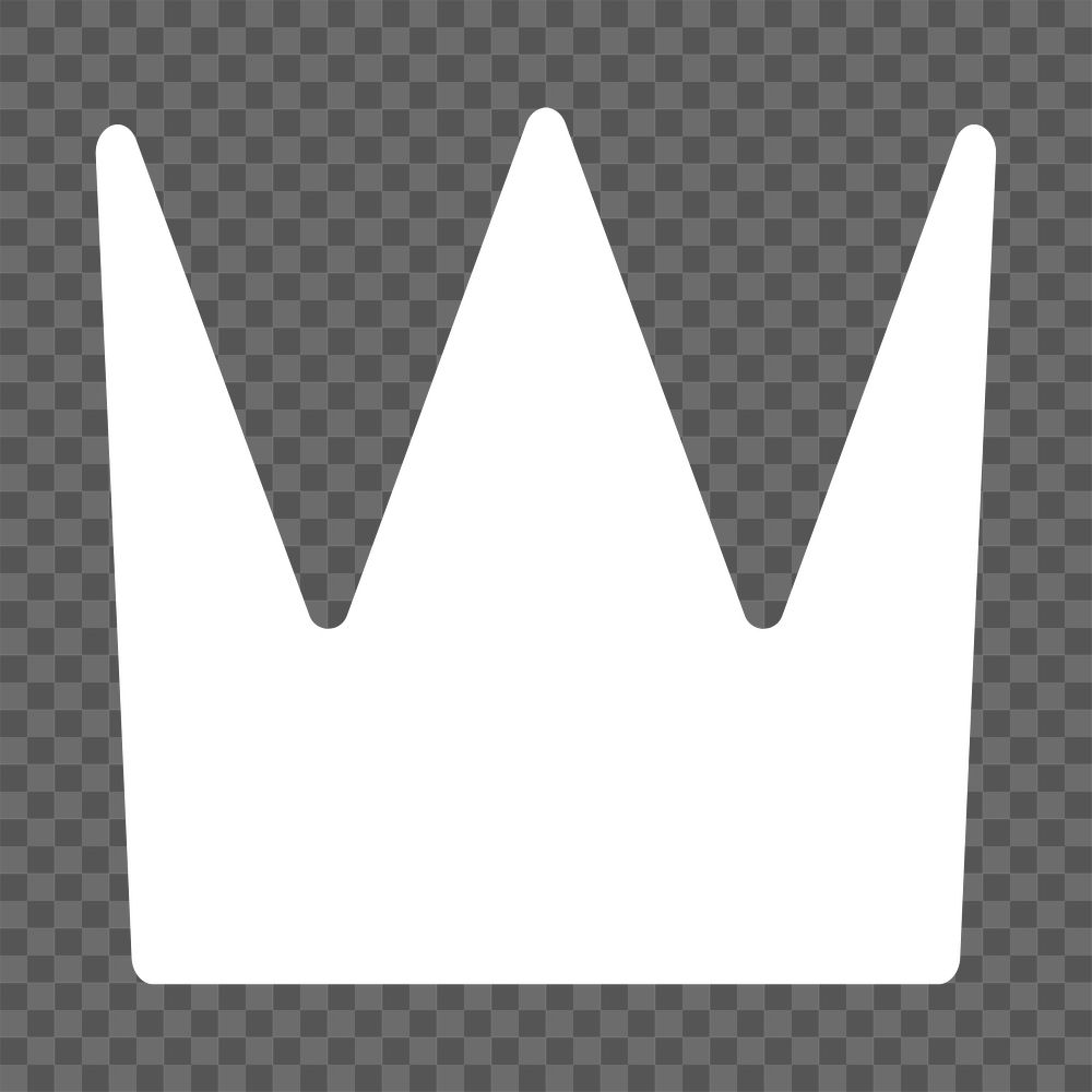 White crown icon png bold shape, transparent background